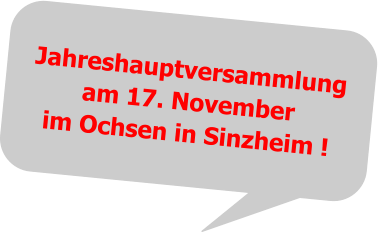 Jahreshauptversammlungam 17. November im Ochsen in Sinzheim !